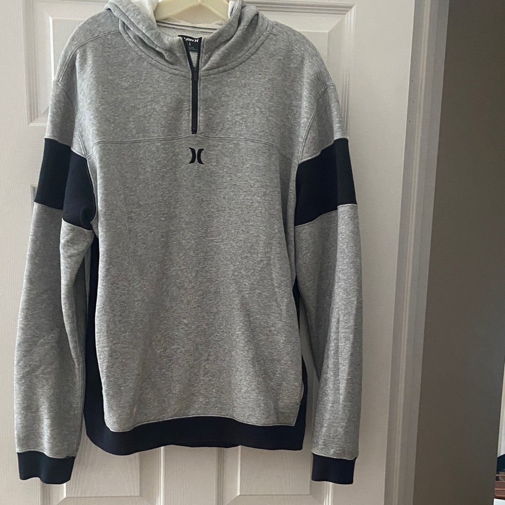 Hurley Gray and Black Quarter Zip Up Sweatshirt